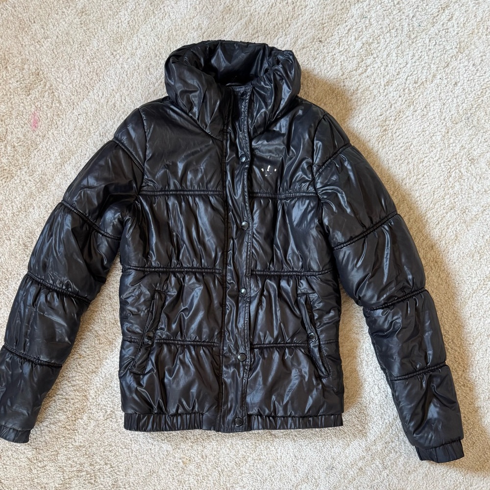 adidas women’s  Shiny Black Puffer Jacket small